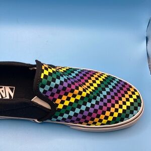 VANS Women's Asher Rainbow Mini Checkered Slip-On Sneakers - Size US 10 - NWOB